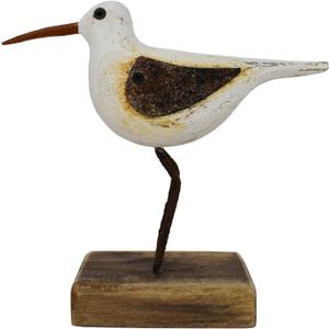 Morning View Wooden Sea Birds Decor Wood Seagull Statue Bird Figurines Seabird Statue Standing Seagulls Decorations Coastal Sculpture Nautical Beach Ocean Home Table Garden Yard Lawn Outdoor 4.1 Inch (Small)