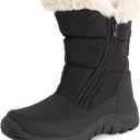 POLAR Womens Memory Foam Twin Zip Opening Pull On Nylon Waterproof Thick Faux Fur Lined Winter Rain Snow Boots