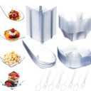 200 Pcs Mini Appetizer Plates with Spoons and Forks Plastic Mini Dessert Plates Clear Square Plate Leaf Shape Dessert Bowls for Sauce Snacks Party Birthday Wedding