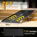 7FT Folding Wheelchair Ramp with Support Legs for Home Steps,Black