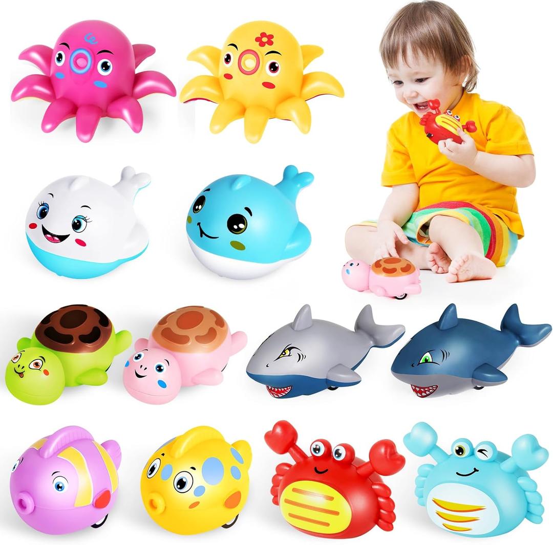 12 Pcs Pull Back Cars for Toddlers 1-3, Animal Pull Back Racing Cars, Bulk Mini Car Toys fors Boys Girls , Party Favors Treasure Box Toys Small Cars Bulk Prizes Easter Basket Stuffers Gift for Kids