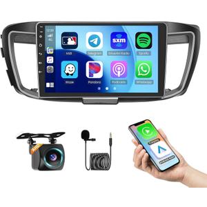 8 Core Car Radio for Honda Accord 9th 2.0L (Manual A/C) 2014 2015 2016, 10.1 inch HD IPS Touch Screen for Yaris Bluetooth Radio with CarPlay/Android Auto, Bluetooth 5.0, 32EQ, 1280 * 720, 4GB+64GB