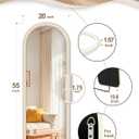 Delma Arched Full Length Mirror, Free Standing Floor Velvet Finish Frame Mirror for Leaning or Hanging, Soft Touch Bedroom & Living Room Decor, Cream White