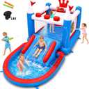 6-in-1 Inflatable Bounce House with Water Slide and Pool for Kids, Lager