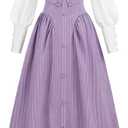 CR ROLECOS Edwardian Victorian Dress for Women 1800s Renaissance Ball Gown Costume with Pockets (Medium, Purple)