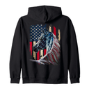 Horse Vintage Print on Back Zip Hoodie, Size M
