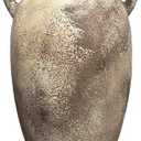 Rustic Ceramic Farmhouse Vase, 9.8 Inch Terra Cotta Vase for Home Decor, Large Pottery Decorative Flower Vase for Living Room, Table Centerpiece, Shelf, Mantel Decoration (Rusty Brown)