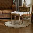 VONLUCE Ottoman Stool, Length: 15.7 inch, Width: 11.8 inch, Height: 18.5inch, Beige, with Padded Seat, Wood Frame, Button Tufted, for Dining, Living Room, Bedroom, Piano, Dressing, Vanity, Foot Rest