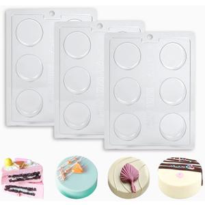 Chocolate Covered Round Cookies Molds, Biscuit Chocolate Mold, PET Plastic Mold-Round Cookies Mold Cylindrical Cylinder Candy Pudding Jelly Mold. Pack Of 3 (Large)