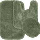 Garland Rug Serendipity Deep Fern Green 3 Piece Set (Toilet Cover, Contour Rug, Bath Rug) Shaggy Nylon Washable Bathroom Rug Set - Soft, Absorbent, and Stylish for Your Bathroom, Deep Fern 