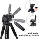 Camera Tripod 55-inch Q111 with Phone Holder,Cell Phone Tripod Stand Protable Lightweight for Canon Nikon Sony DSLR Projector Webcam Spotting Scopes Gopro and Smartphones Live(Black)