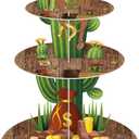 Zopeal Western Cowboy Cactus Cupcake Stand Mexican Party Decoration Western Theme Cupcake Holder Cowboy Cake Holder Cowboy Birthday Dessert Stand for Mexican Baby Shower Birthday Bachelor Party