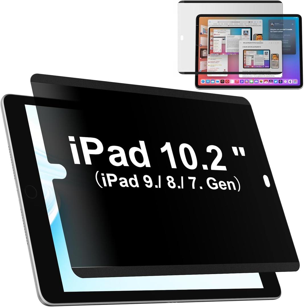 IPROKKO Magnetic Privacy Screen Protector Compatible With iPad 9th 8th 7th Generation 10.2 Inch (2021/2020/2019)& iPad Air 3th & iPad Pro 10.5", Removable Anti Glare Blue Light Spy Filter Private Black Security Cover