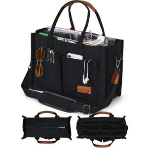 FIORETTO Canvas Tote Bag for Women with Zipper Closure & Individual Compartments for Work College for Teacher & Nurse
