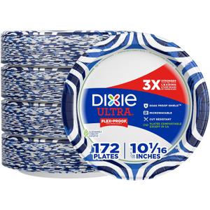 Dixie Ultra, Large Paper Plates, 10 Inch, 172 Count (4 packs of 43 plates), 3X Stronger*, Heavy Duty, Microwave-Safe, Soak-Proof, Cut Resistant, Disposable Plates For Heavy, Messy Meals