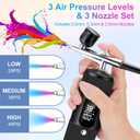 Airbrush Kit for Nails with Compressor, 28/38/48PSI High Pressure, LED Display, 6000mAh Long Standby, Cordless Portable Nail Airbrush Machine with 3 Types Nozzle for Painting, Makeup, Cake & Nail Art
