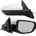 Passenger Side Mirror Compatible With 2016 2017 2018 2019 2020 2021 Honda Civic Coupe Sedan Hatchback,Mirror with Power Glass,Non-Heated,Manual Folding (Right-3pins, White)