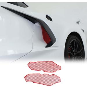 Side Intake Grill Guards Mesh Compatible with Chevrolet Corvette C8 2020-2026, Stainless Steel Side Radiator Guards Grille Vents Insert Mesh Accessories 2Pcs (Red)