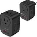 220V to 110V 20W PD Voltage Converter US to Europe International Universal Travel Adapter with 2 USB A 2 Type-C Port Worldwide Power Converters