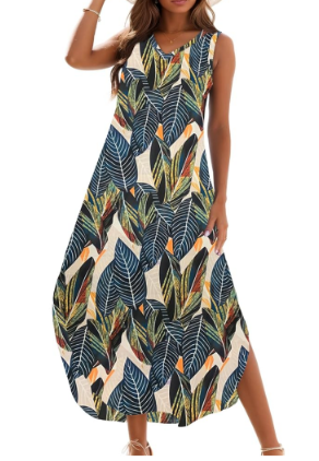 Sampeel Summer Dresses Maxi Dress Vacation Beach Sundresses 2025 with Pockets, S