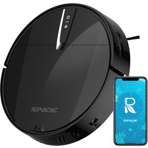 Robot Vacuum Cleaner with 3000Pa Cyclone Suction, APP/Voice/Remote Control, Automatic Self-Charging Robotic Vacuum, Scheduled Cleaning, Ideal for Pet Hair, Hard Floor, Low Carpet (Matte Black)