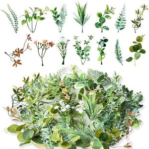 Zofusaier 30Pcs Mini Fake Green Leaves Faux Flower Heads Garland Hanging with Bulk Leaves for DIY Small Bouquets Bridal Baby Shower Cakes Gifts Home Party Decoration