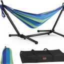 Goutime Kids Hammock with Stand,Childs Hammocks Frame Holder Base with Portable Carrying Bag for Indoor,Outdoor,Patio,Yard,Beach (Blue Stripe)