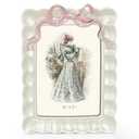 GUOER Vintage 5x7 Picture Frame with Bow Antique Ornate Table Top and Wall Mounting Photo Frame with High Definition Glass Front for Home Decor, Photo Gallery, Art(5x7, Pearl White)