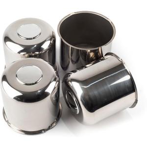 4Pcs 5.15inch Stainless Trailer Wheel Center Caps Push Through 5.12" Bore 4.95" Tall Top Removable Hub Cap for Truck SUV RV Wheel Rim, Chrome Wheel Cover
