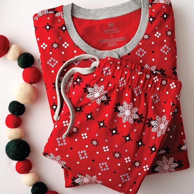 HonestBaby Family Matching Holiday Pajamas 100% Organic Cotton for Men L