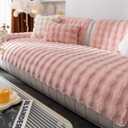 Faux Fur Couch Cover, Soft Warm Plush Sofa Couch Cover, Non Slip Sectional Sofa Slipcovers, Washable Furniture Protector for Kids, Dogs, L Shaped Armrest Backrest Cover(Pink, 28"28")