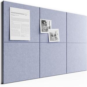 Bumusty Large Cork Board 36"x24" Alternative  6 Pack Felt Wall Tiles with 40 Safe Removable Adhesive Tabs, 30 Pushpins, Cork Boards for Walls Pin Board Bulletin Board Office Decor (Soft Periwinkle)