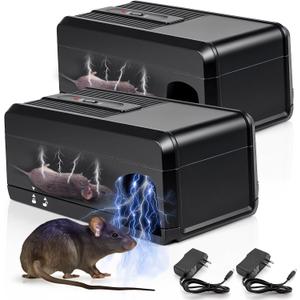 2026 Upgraded High Voltage Electric Mouse Traps Indoor for Home Instantly Kills Mice & Rats, No Touch Reusable Indoor Rodent Killer Electric Trap for Home, Kitchen, and Commercial Use,2 Pack (black)