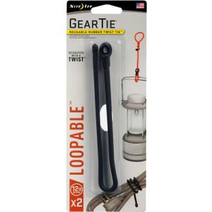 Nite Ize GLS12-01-2R7 Gear Loopable Rubber Twist Tie, 12" -2 Pack, Black