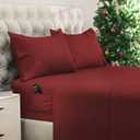 DREAMCARE King Size Sheets Set  4 pcs Cooling Sheets  up to 21 Deep Pocket King Sheet Set  Hotel Luxury Sheets & Pillowcases  Superior Softness 100% Fine Microfiber with Side Pocket  Burgundy