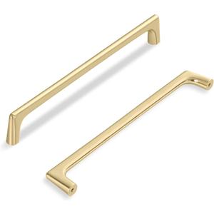 Lardmon 3 Pack Brushed Gold Modern Cabinet Pulls 7.5 Inch(192mm) Hole Center Timeless Drawer Pulls Vanity Pulls Classic Solid Kitchen Cabinet Handles Hardware, 7.9 Inch(202mm) Total Length