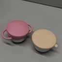 BUSOHA 2 Pack Stainless Steel Toddler Snack Cups - 9 OZ Spill-Proof Baby Snack Containers with Silicone Catcher and Lid Travel Snack Containers for Kids Dishwasher Safe Food Grade Silicone (Pink + Beige)