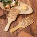 10 Pcs Bamboo Hair Brush, Bulk Round-tipped Bamboo Bristles Detangling Brush Paddle Lightweight Massage Anti Static for Women Men and Children, Stimulates Scalp for Hair Growth (Large, Count, 12)