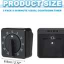 PATIKIL 60-Minute Visual Countdown Timer, 2 Pcs Mechanical Wind Up Timer for Home Kitchen Cooking Classroom Study Tool, Black