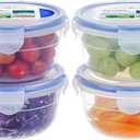 KIGI 4 PACK 20oz Plastic Round Bowls with Lid Leakproof Food Storage Container Set Small Meal Prep Containers Bento Box (2.5 cup (8-Piece))