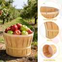 5 Pack Jumbo Half Bushel Baskets 14 x 9.5 Inch, Large Natural Wooden Harvest Apple Baskets with Handles for Harvest Fruit Plants, Farmers Market, Produce, and Home Storage Use