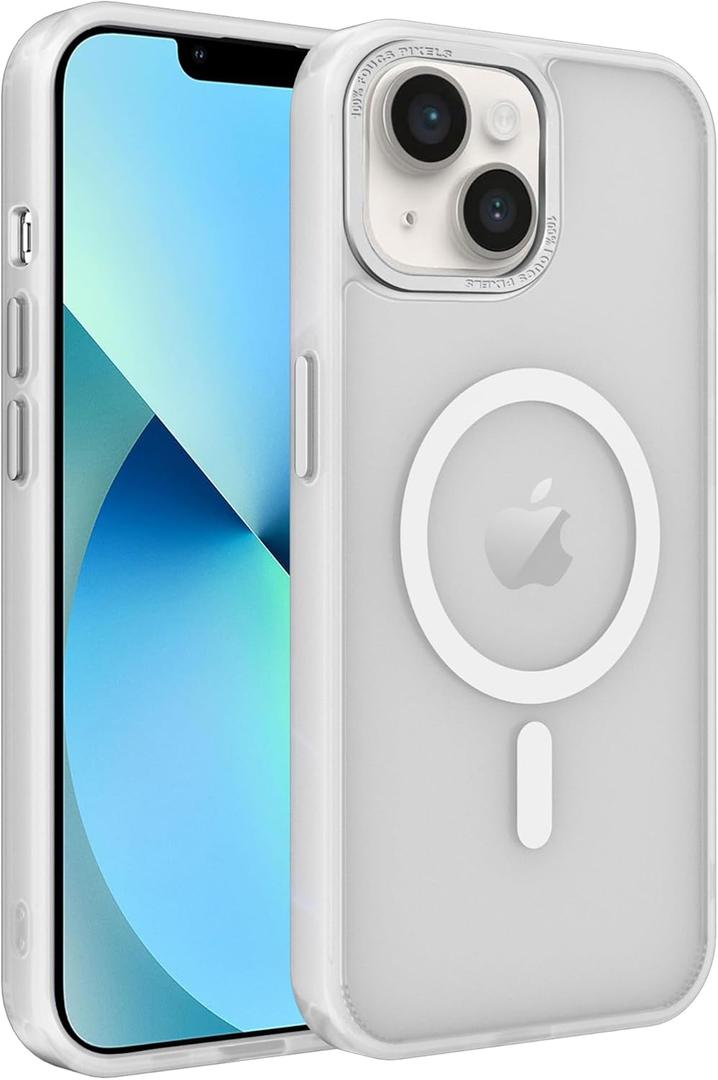 Magnetic iPhone 13 mini case,Compatible with Magsafe, Military-Grade Protection,Slim Translucent Matte Shockproof with Anti-Scratch Anti-Fingerprint Phone Cover (Frosted white, iPhone 13mini)