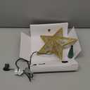 Christmas Star Tree Topper, 9.5 in Plug in Golden Glittered 3D Star Tree Topper, Metal Hollow Designed Built-in 10 Bulbs String Lights for Indoor Office Christmas New Year Holiday Tree Decoration