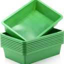 Hoteam 10 Pcs Flat Storage Organizer Tray Bin Letter Size Paper Tray for Classroom Plastic Stackable File Organizer for School Office Teacher Book Organization Green, 13.78 x 9.84 x 3.15 Inch