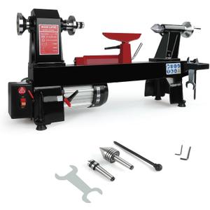 Wood Lathe Machine, 12 x 20 inch, 550W 3/4HP, 5 Speed Settings 680-2770 RPM Benchtop Lathe with Thickened Tool Rest,Stainless Steel Live Centers/Steel Faceplate