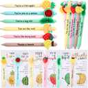 Dunzoom Positive Coworkers Gifts Funny Fruit Pen Bulk Motivational Fruit Ballpoint Pens with Inspirational Cards Employee Appreciation Gifts for Graduation Party Favor Coworker Teacher Team(24 Sets)
