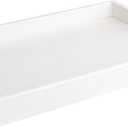 Modern Elegant 18"x12" Rectangle Glossy Faux Leather Shagreen White Decorative Serving Tray with Gold Polished Metal Handles for Ottoman Coffee Table Perfume (White/Gold)