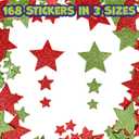 4 x READY 2 LEARN Glitter Foam Stickers - Red and Green Stars - Pack of 168 - Self-Adhesive - Stickers for Christmas Crafts and Holiday Party Favors