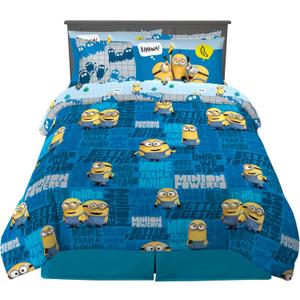Franco Kids Bedding Super Soft Comforter and Sheet Set with Sham, 7 Piece Full Size, Minions The Rise Of Gru