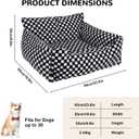 Dog Beds for Small Medium Dogs, Washable Soft Fleece Dog Bed with Removable Cover, Puppy Sofa Bed with Anti-Slip Bottom, Pet Sleeping Bed for Indoor Cats & Dogs Under 23 lbs (Grid Black)